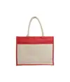 Shopper con soffietto in Juta con interno cerato, manici e tasca esterna Handle