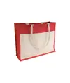 Shopper con soffietto in Juta con interno cerato, manici e tasca esterna Handle