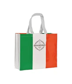 Shopper con soffietto in PP laminato 120 g/m2, manici lunghi a nastro Handle
