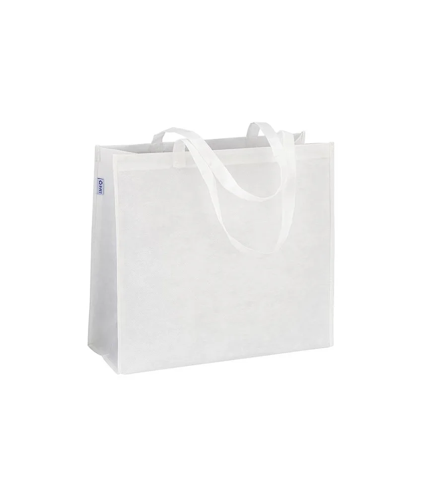 50 pezzi Shopper con soffietto in R-pet 80g/m2, manici lunghi Handle