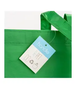 Shopper con soffietto in R-PET (plastica riciclata), manici lunghi Handle
