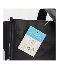 Shopper con soffietto in R-PET (plastica riciclata), manici lunghi Handle