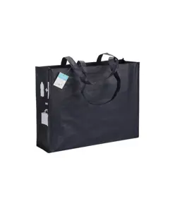 Shopper con soffietto in R-PET (plastica riciclata), manici lunghi Handle