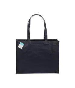 Shopper con soffietto in R-PET (plastica riciclata), manici lunghi Handle