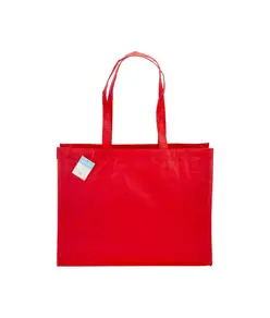 Shopper con soffietto in R-PET (plastica riciclata), manici lunghi Handle