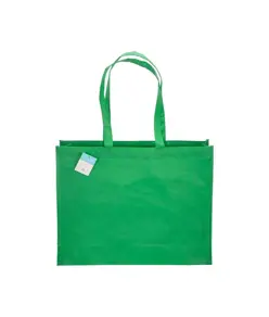 Shopper con soffietto in R-PET (plastica riciclata), manici lunghi Handle