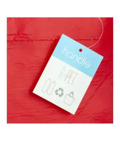 Shopper con soffietto in R-PET (plastica riciclata), manici lunghi Handle