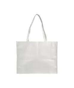 Shopper con soffietto in TNT cucito, manici lunghi Handle