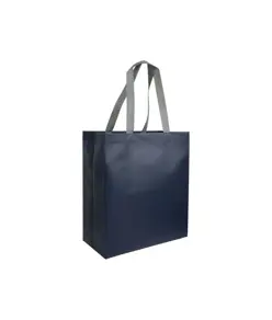 Shopper con soffietto in TNT laminato 100 g/m2 termosaldato, manici corti Handle