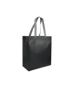 Shopper con soffietto in TNT laminato 100 g/m2 termosaldato, manici corti Handle