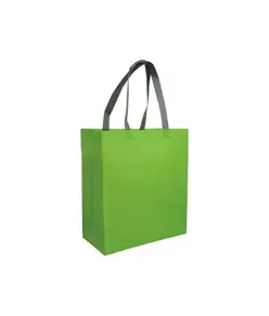 Shopper con soffietto in TNT laminato 100 g/m2 termosaldato, manici corti Handle