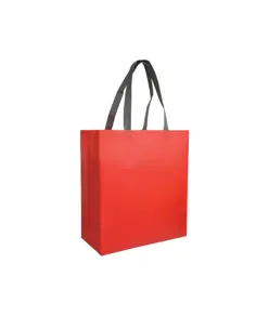 Shopper con soffietto in TNT laminato 100 g/m2 termosaldato, manici corti Handle