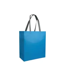 Shopper con soffietto in TNT laminato 100 g/m2 termosaldato, manici corti Handle