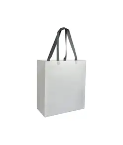 Shopper con soffietto in TNT laminato 100 g/m2 termosaldato, manici corti Handle