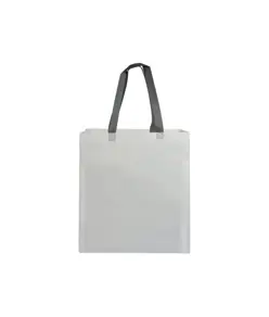 Shopper con soffietto in TNT laminato 100 g/m2 termosaldato, manici corti Handle