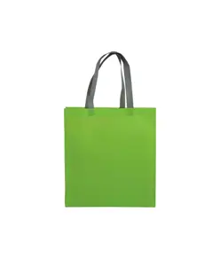 Shopper con soffietto in TNT laminato 100 g/m2 termosaldato, manici corti Handle