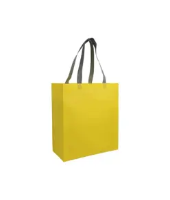 Shopper con soffietto in TNT laminato 100 g/m2 termosaldato, manici corti Handle