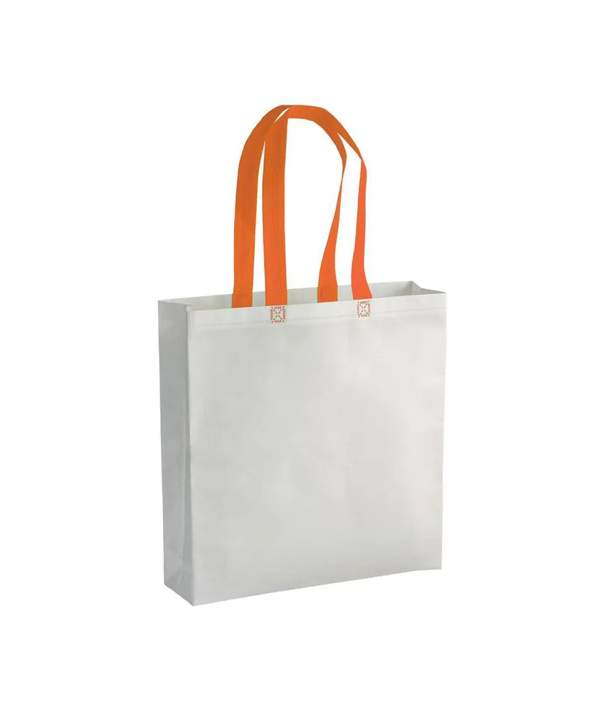 50 pezzi Shopper con soffietto in TNT laminato 100 g/m2 termosaldato, manici lunghi Handle