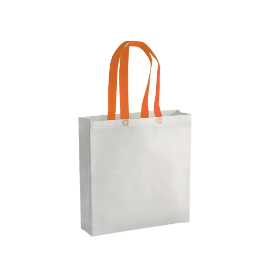 Shopper con soffietto in TNT laminato 100 g/m2 termosaldato, manici lunghi Handle