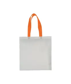 Shopper con soffietto in TNT laminato 100 g/m2 termosaldato, manici lunghi Handle