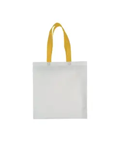 Shopper con soffietto in TNT laminato 100 g/m2 termosaldato, manici lunghi Handle
