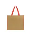 Shopper con soffietto in TNT laminato, manici lunghi a nastro colorati Handle