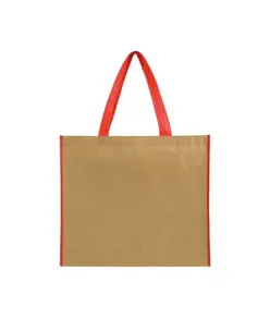 Shopper con soffietto in TNT laminato, manici lunghi a nastro colorati Handle