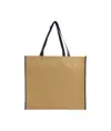 Shopper con soffietto in TNT laminato, manici lunghi a nastro colorati Handle