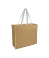 Shopper con soffietto in TNT laminato, manici lunghi a nastro colorati Handle