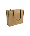 Shopper con soffietto in TNT laminato, manici lunghi a nastro colorati Handle