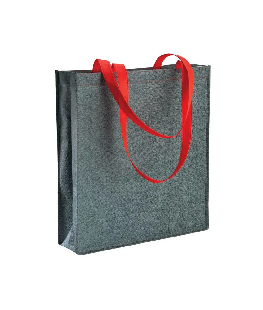 50 pezzi Shopper con soffietto in TNT stampato con effetto jeans Handle