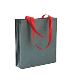 Shopper con soffietto in TNT stampato con effetto jeans Handle