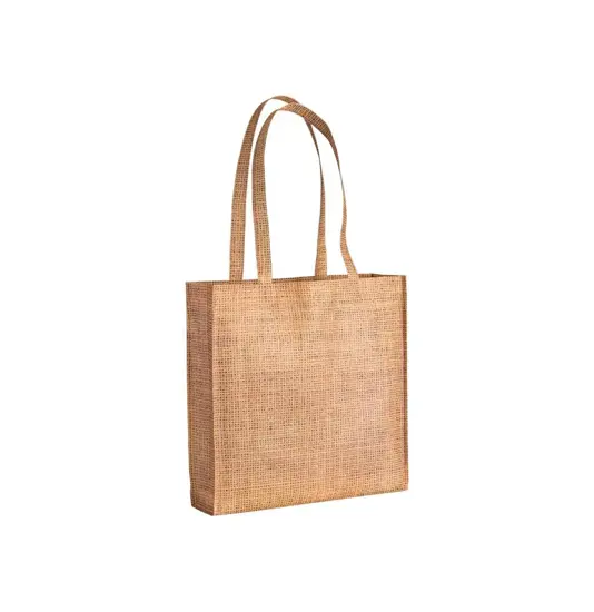 Shopper con soffietto in TNT stampato con effetto juta Handle