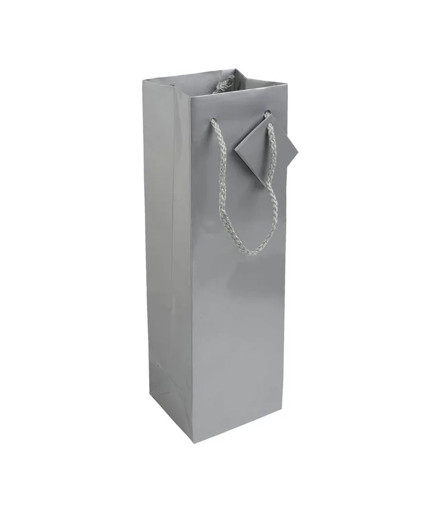 50 pezzi Shopper con soffietto porta bottiglia in carta laminata 157 g/m2 con rinforzo alla base Handle