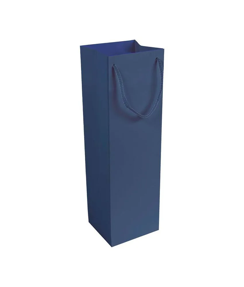 50 pezzi Shopper con soffietto porta bottiglia in carta laminata opaca 157 g/m2 con rinforzo Handle