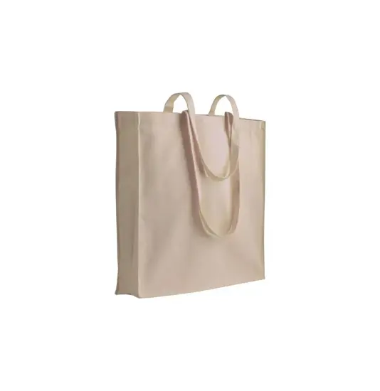 Shopper in cotone 180 g/m2, manici lunghi e soffietto Handle