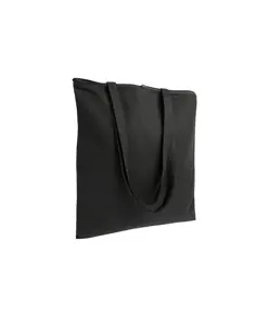 Shopper in cotone 220 g/m2, manici lunghi e chiusura con zip Handle