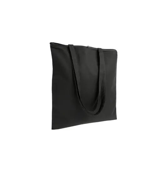 Shopper in cotone 220 g/m2, manici lunghi e chiusura con zip Handle