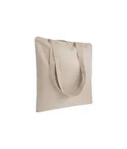 Shopper in cotone 220 g/m2, manici lunghi e chiusura con zip