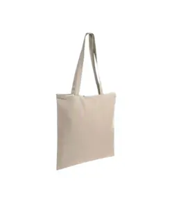 Shopper in cotone 220 g/m2, manici lunghi e chiusura con zip