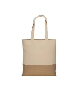 Shopper in cotone 230 g/m2,   base in juta, manici lunghi Handle