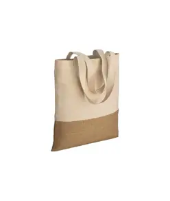 Shopper in cotone 230 g/m2,   base in juta, manici lunghi Handle