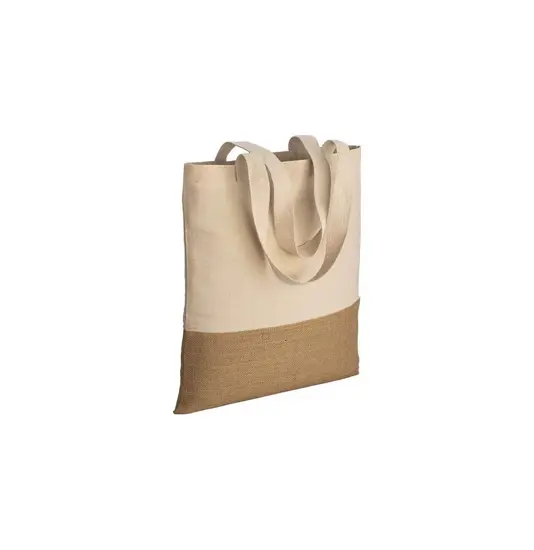 Shopper in cotone 230 g/m2,   base in juta, manici lunghi Handle