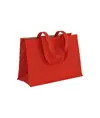 Shopper in cotone 280 g/m2 con soffietto dettagli in juta, manici lunghi Handle