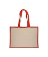 Shopper in cotone 280 g/m2 con soffietto dettagli in juta, manici lunghi Handle