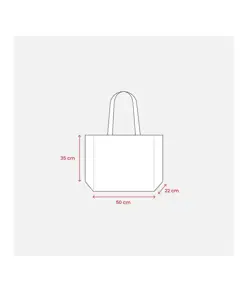 Shopper in cotone 280 g/m2 con soffietto dettagli in juta, manici lunghi Handle