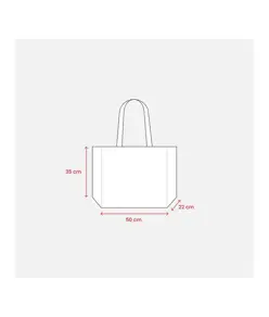 Shopper in cotone 280 g/m2 con soffietto, retro, manici e orlo in juta, manici lunghi Handle