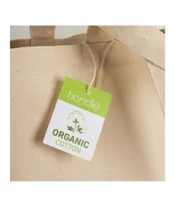 Shopper in cotone biologico 220 g/m2, con manici lunghi e soffietto alla base Handle