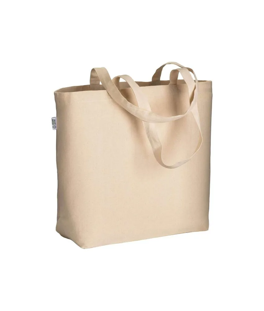 10 pezzi Shopper in cotone biologico 220 g/m2, con manici lunghi e soffietto alla base Handle