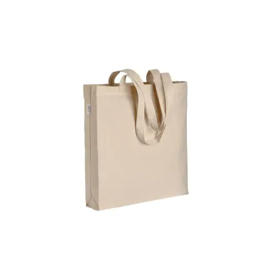 Shopper in cotone biologico 220 g/m2, manici lunghi e soffietto Handle